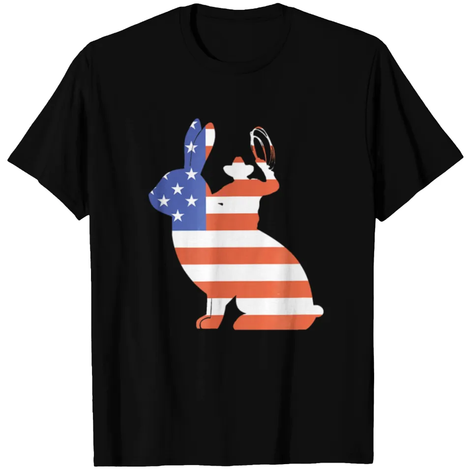 American Flag Cowboy Riding Bull Jack Rabbit T-shirt for Men — Mens T Shirts