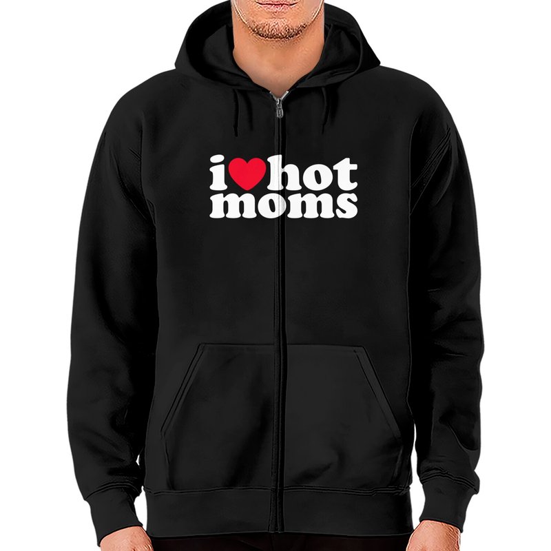 Hoodie zippé I Love Hot Moms pour unisex — Sweats à capuche pour hommes