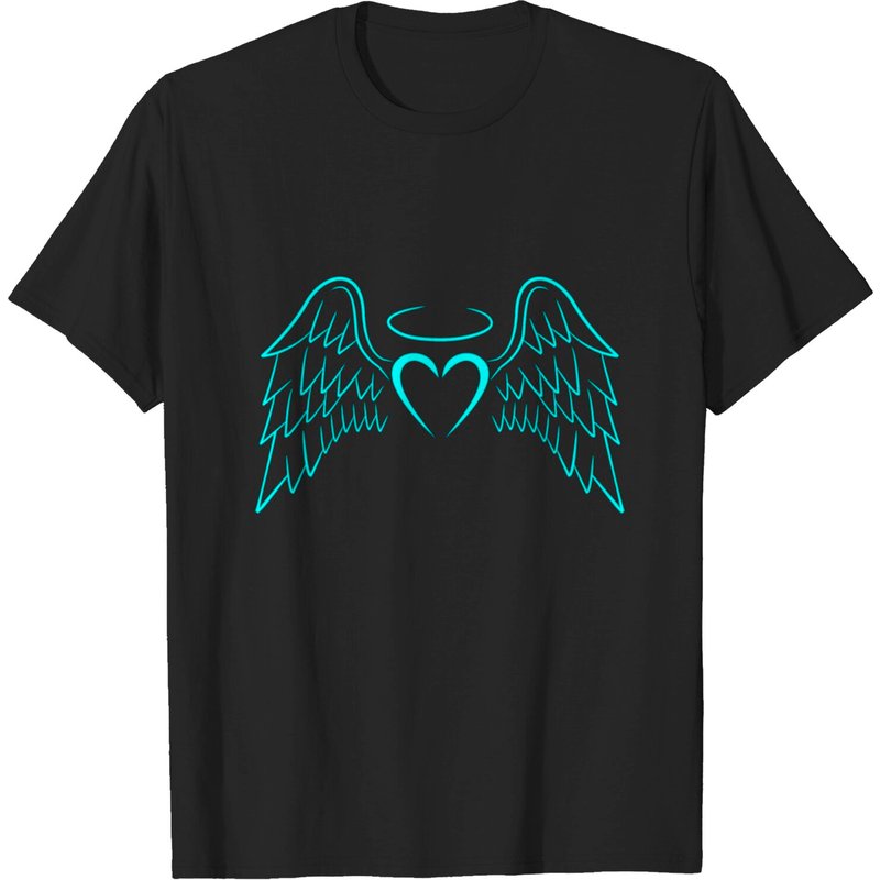 T-Shirt Cœur Ailes d'Ange pour Hommes - Noir