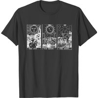 T-shirt pour hommes avec design de cartes de tarot vintage Sun Moon Star