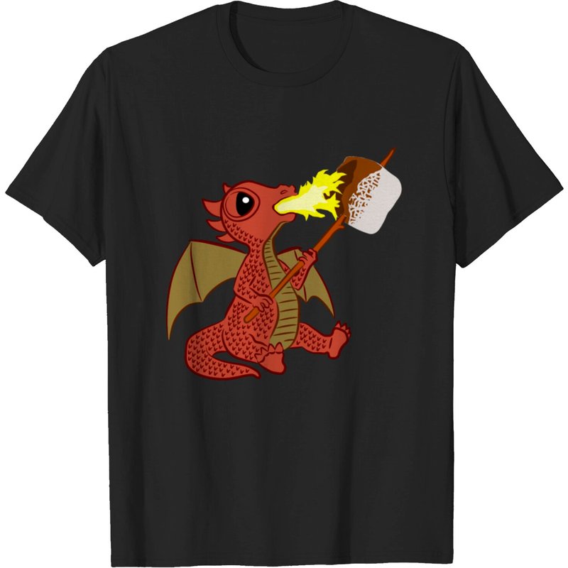 Little Cute Dragon Grills A Marshmallow T-Shirt for Men — Mens T Shirts
