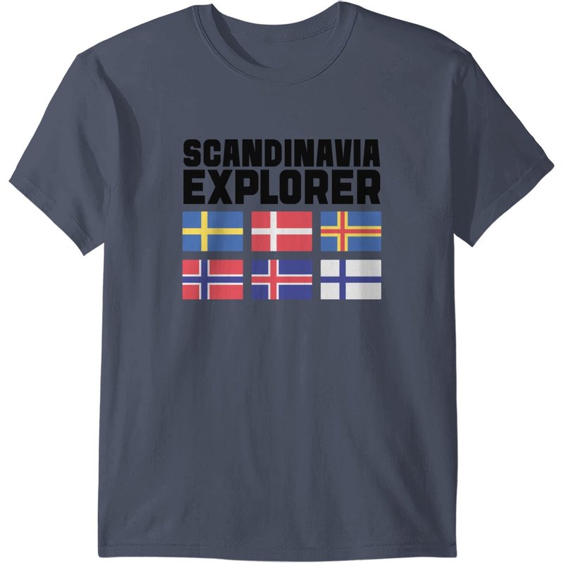 T-shirt Explorateur de Scandinavie avec Drapeaux — T-shirts pour hommes