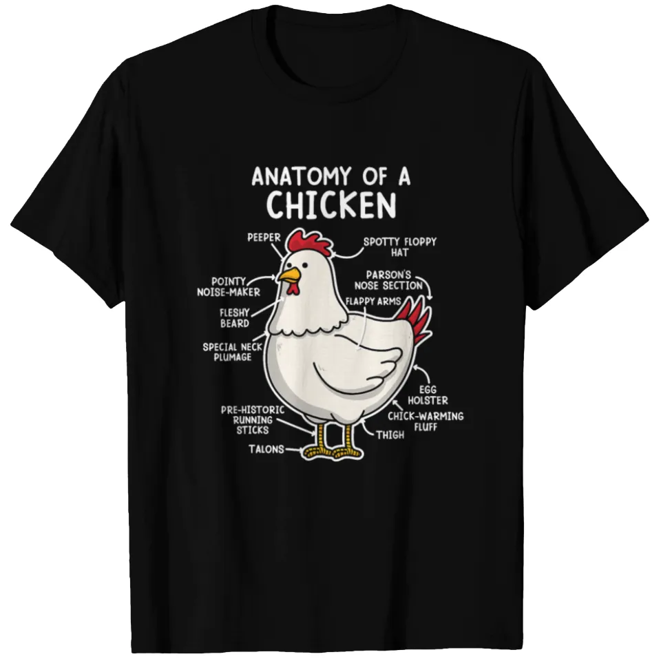 T-shirt Anatomie d'un Poulet Thème Ferme pour Hommes — T-shirts pour hommes