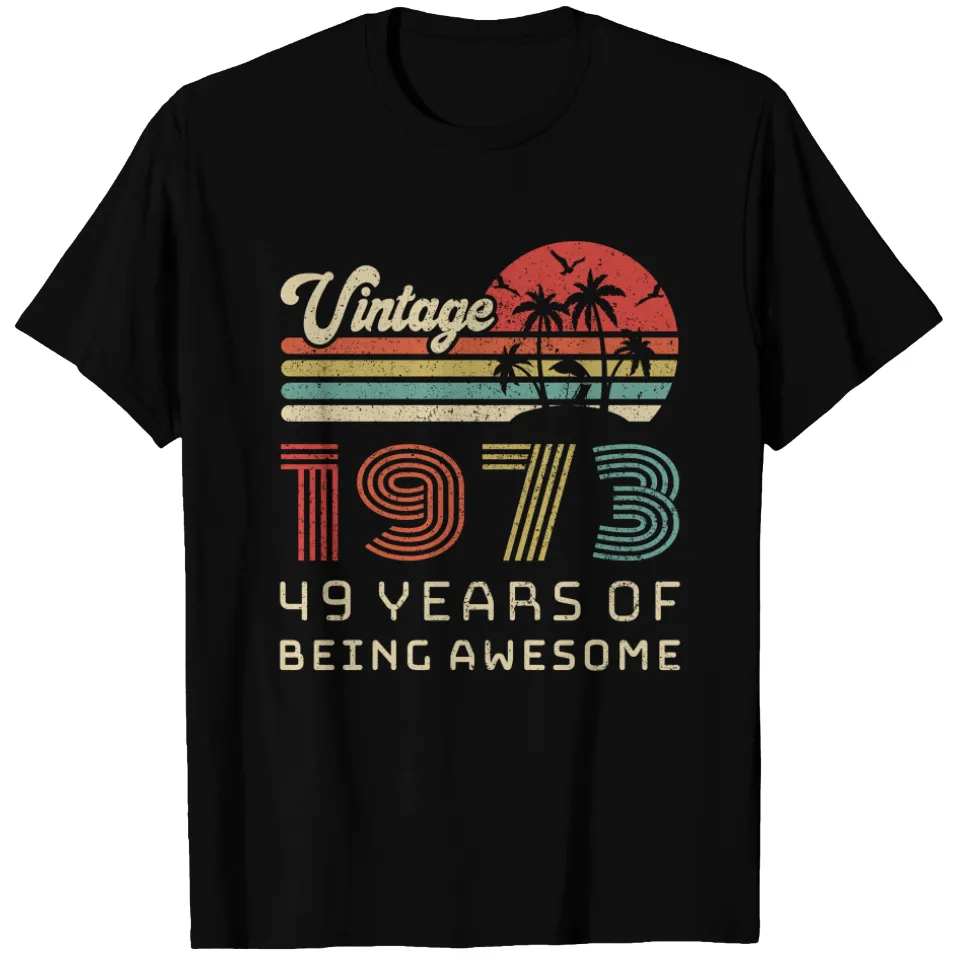 T-shirt d'anniversaire vintage 49 ans 1973 pour hommes