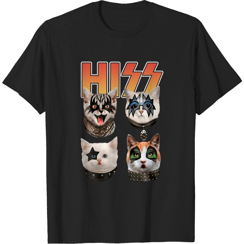 Hiss Cat T-Shirt for Men - Funny Rock Music Tee — Mens T Shirts