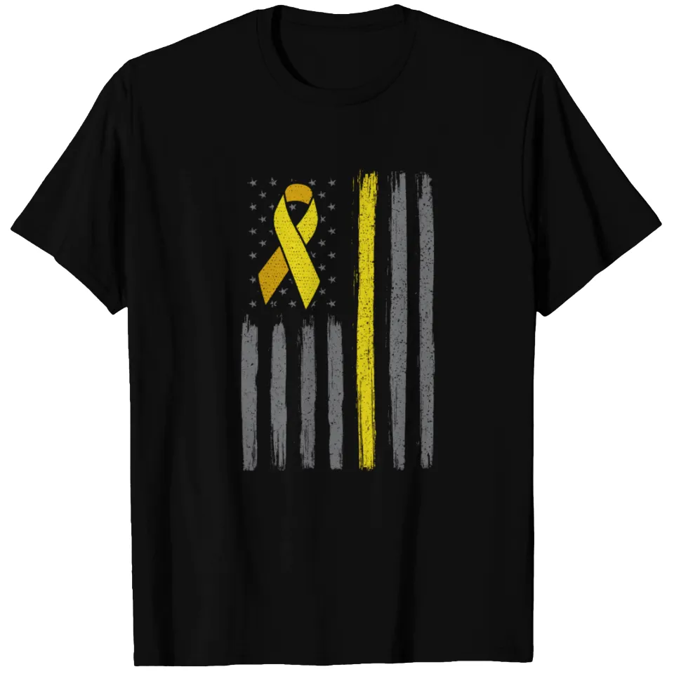 American Flag Yellow Ribbon Sarcoma Bone Cancer T-shirt for Men — Mens T Shirts