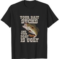 T-shirt Citations Drôles de Pêche et de Navigation Your Bait Sucks pour Hommes
