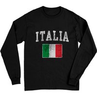 T-Shirt à Manches Longues Drapeau Italien Vintage Italia pour Unisexe — T-shirts pour hommes