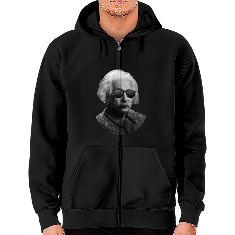 Hoodie zippé noir unisexe Shady Einstein — Sweats à capuche pour hommes