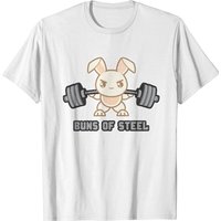 Buns Of Steel Men's Squat Leg Day Bunny Cartoon T-shirt — Mens T Shirts