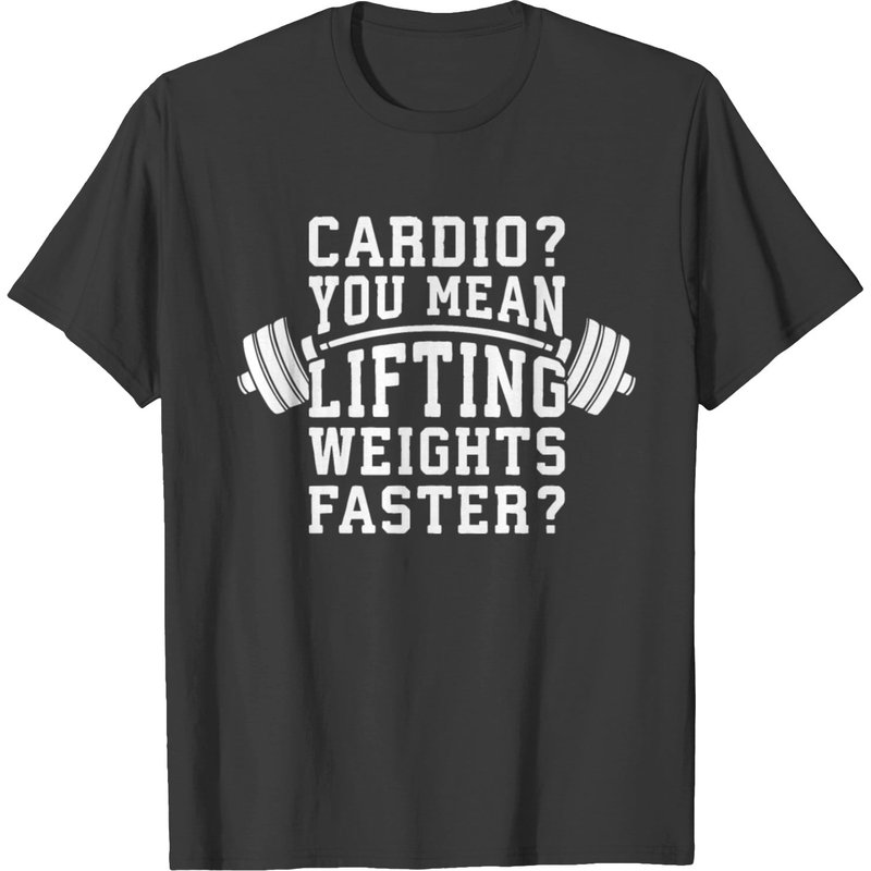 T-shirt blanc Cardio You Mean Lifting Weights Faster pour hommes