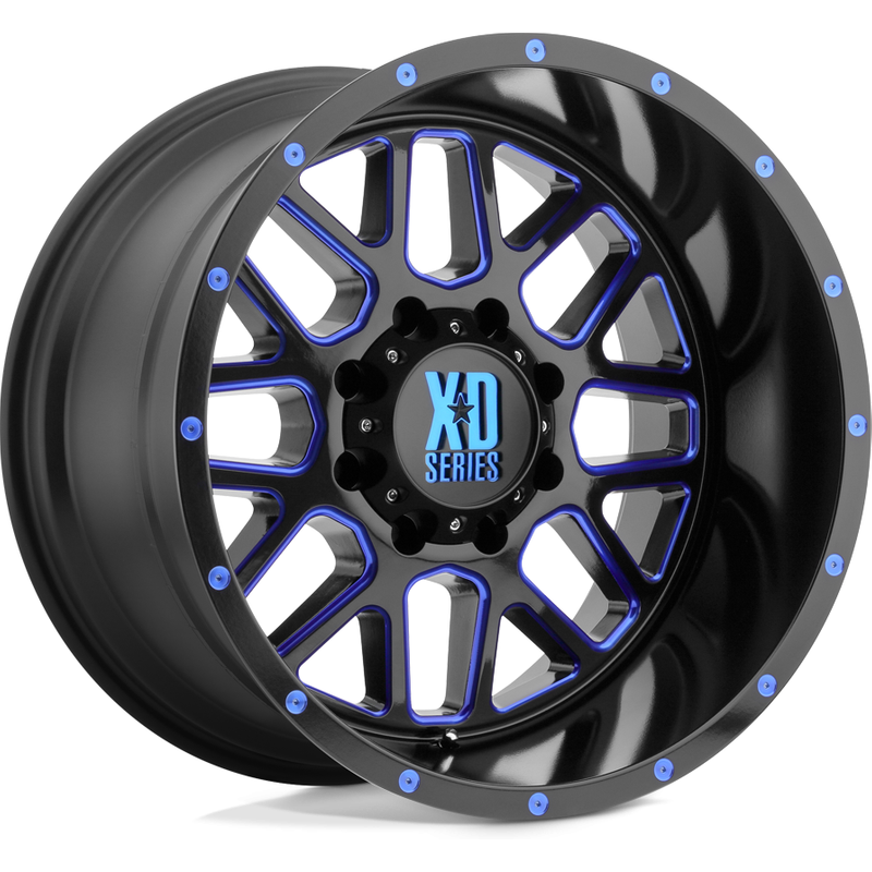 Roues XD Series XD820 Grenade Satin Black Milled - 20x10 - 6x139.7 — Roues et jantes