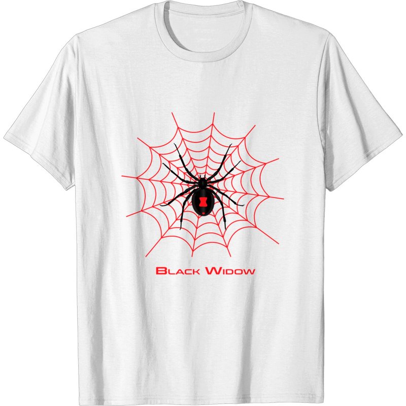 T-shirt pour hommes avec design de l'araignée veuve noire sur toile rouge
