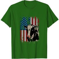 Patriotic America Flag Cow Farmer T-shirt for Men — Mens T Shirts
