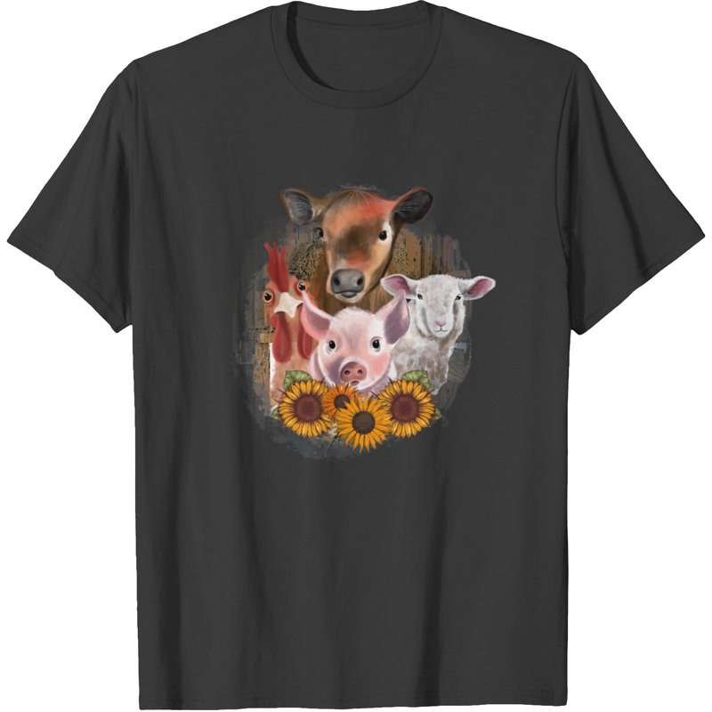 T-shirt Animaux de Ferme pour Hommes en Noir — T-shirts pour hommes