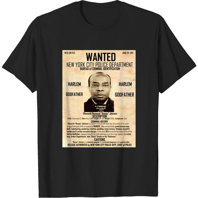 Bumpy Johnson Wanted Poster T-Shirt for Men