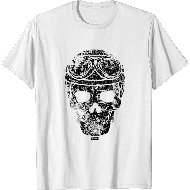 Skull Helmet Vintage HARIZ Motorcycle Biker T-shirt for Men — Mens T Shirts