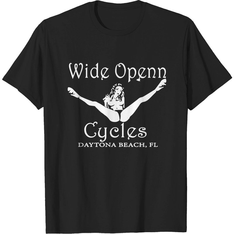 Wide Open Cycles Daytona Beach Skull Motorcycle T-Shirt