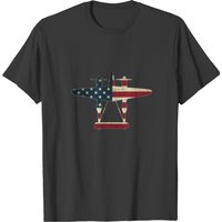 US Flag P-38 Lightning Aircraft Warbird Plane T-shirt for Men