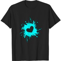 T-shirt Bleu Eau avec Tache de Coeur pour Hommes — T-shirts pour hommes