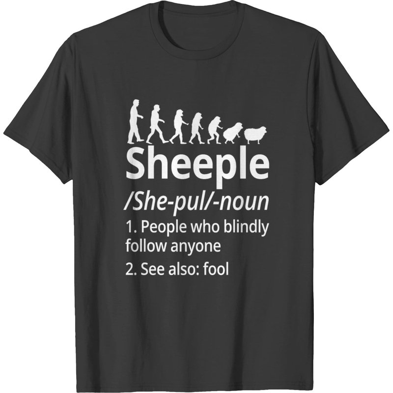 Conspiracy Theory Man to Sheep Sheeple T-shirt for Men — Mens T Shirts