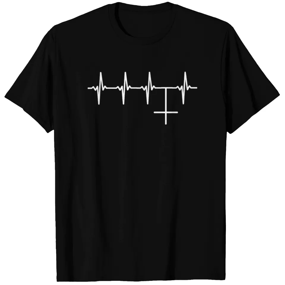 T-shirt Antichrist Heartbeat avec Croix Inversée pour Hommes — T-shirts pour hommes