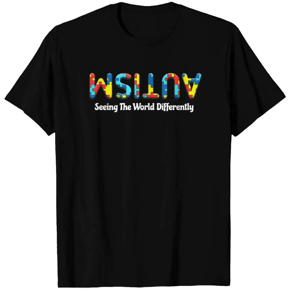 Autism Seeing The World Differently Upside A 594 T-shirt for Men