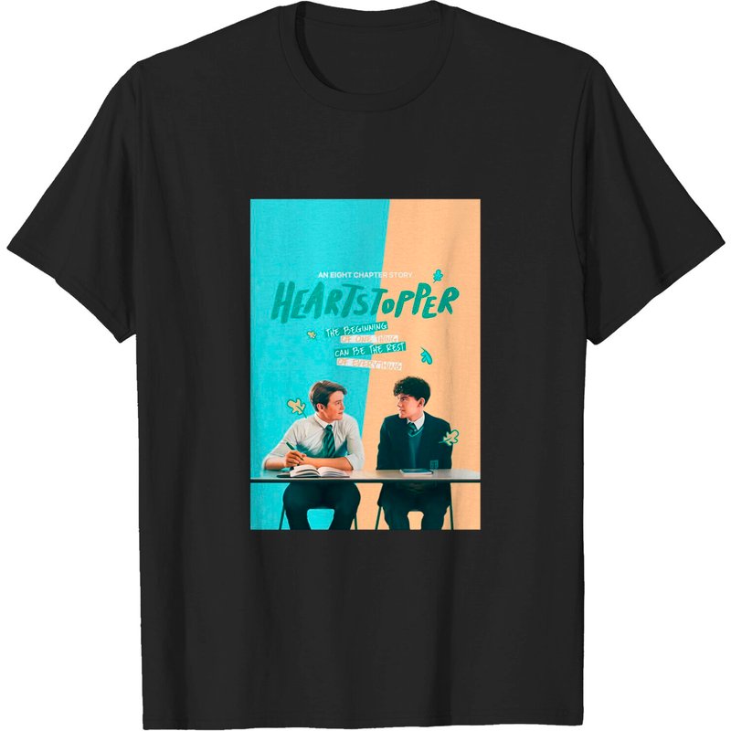 Heartstopper Poster T-Shirt for Men in Black