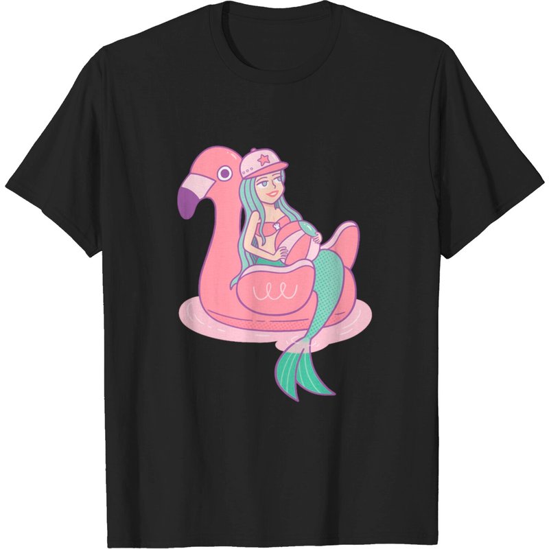 T-shirt Sirène sur Flotteur Flamant pour Hommes — T-shirts pour hommes