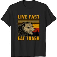 Live Fast Eat Trash Raccoon Camping T-Shirt for Men