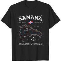 Dominican Republic Map Flag Travel Samana GPS T-shirt for Men — Mens T Shirts