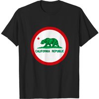 Cool Men's Skater Humbolt Cali State Flag Grizzly T-shirt