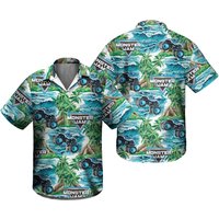 Chemise hawaïenne d'été Megalodon Monster Truck — Chemises décontractées pour hommes