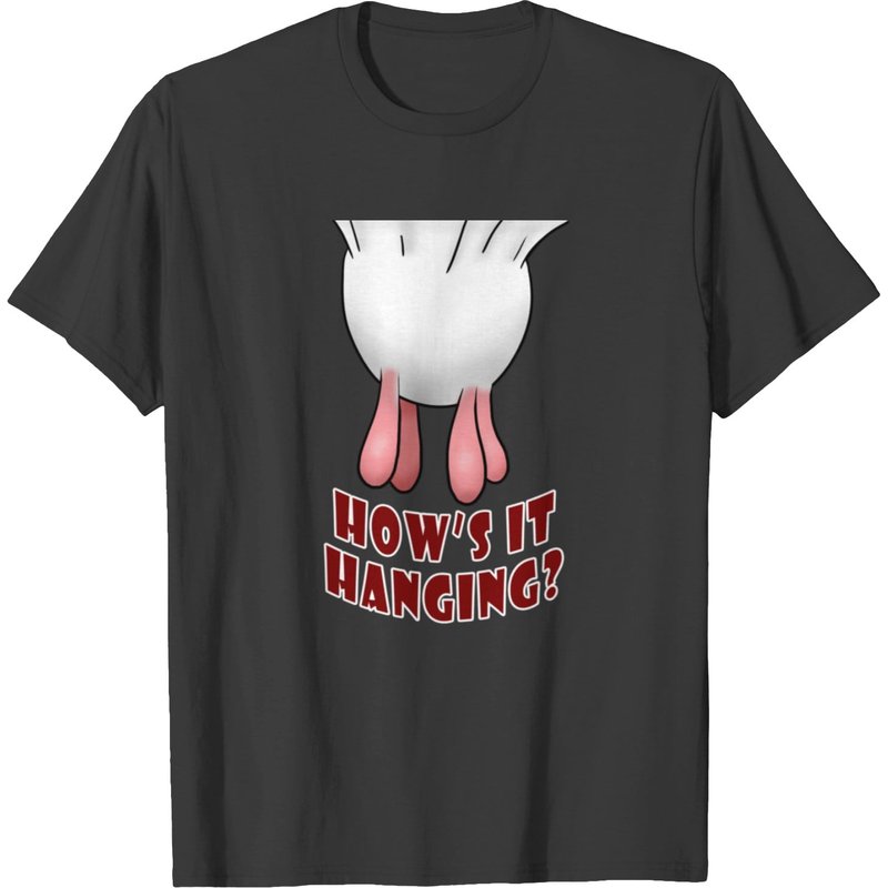 How's It Hanging? Men's Black T-Shirt — Mens T Shirts