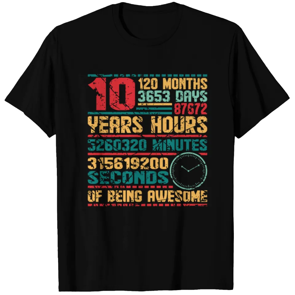 10th Birthday Numbers 10 Years Old Bday Ten T-shirt Men's Heavyweight — Mens T Shirts