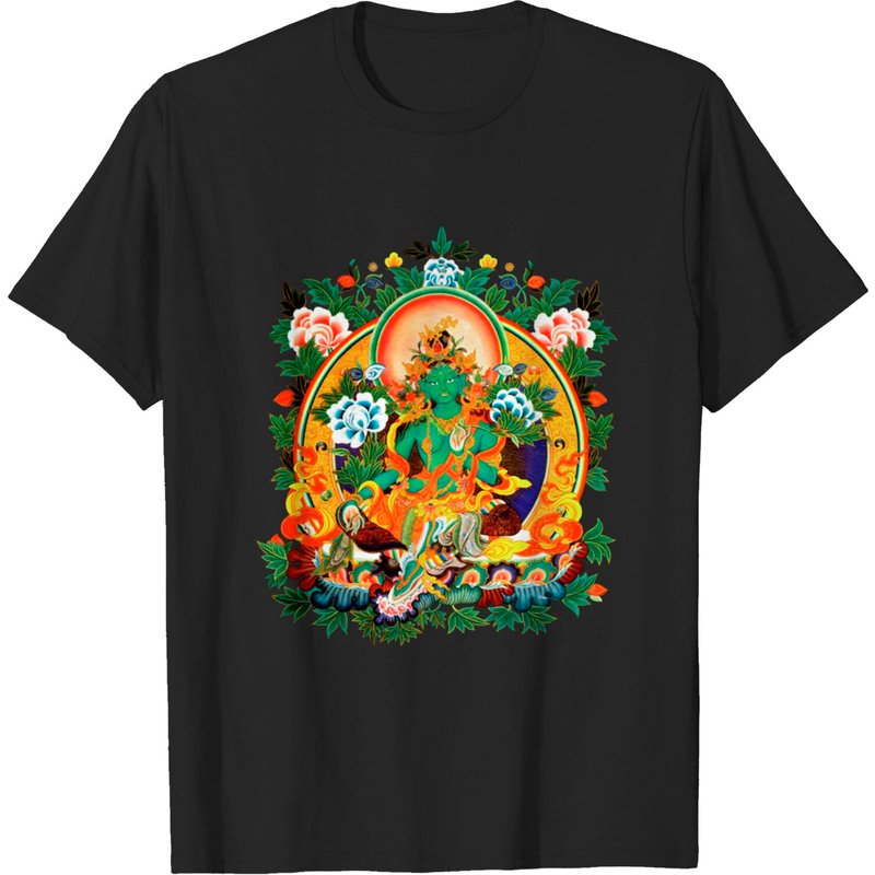 Green Tara Men's T-shirt in Black — Mens T Shirts