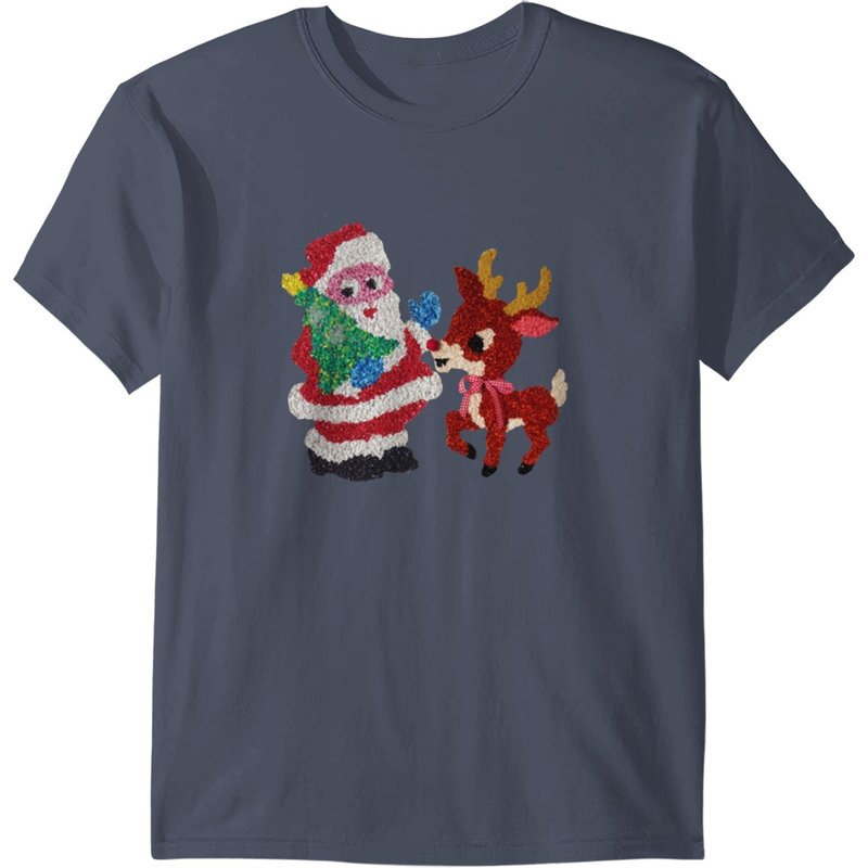 Santa Rudolph Vintage Melted T-Shirt for Men in Irish Green — Mens T Shirts