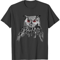 T-shirt avec Hibou Contour et Yeux Rouges pour Hommes — T-shirts pour hommes
