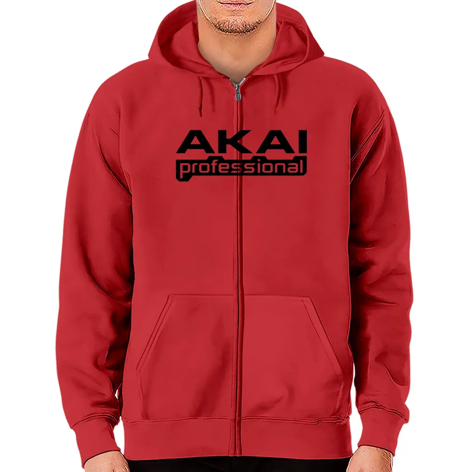 Hoodies zippés unisexes Akai Professional en rouge