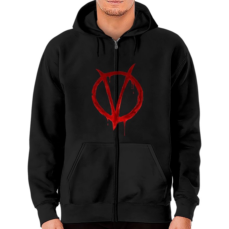 Hoodie Zippé V For Vendetta Unisexe en Noir — Sweats à capuche pour hommes
