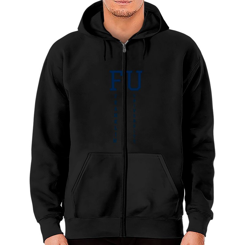 Hoodie zippé Fu Franklin University pour unisexe en noir — Sweats à capuche pour hommes