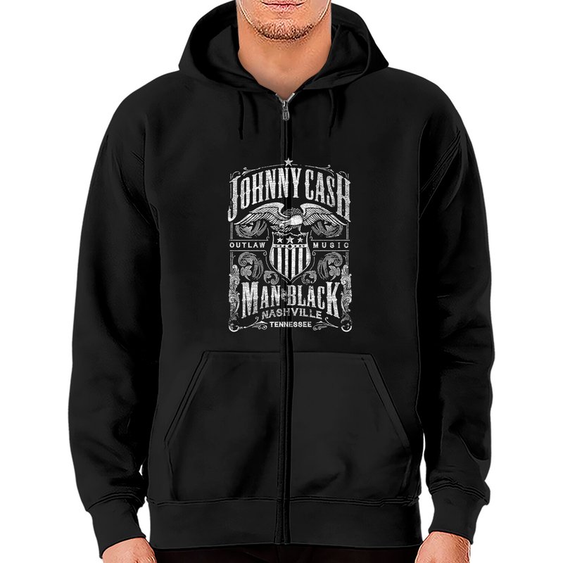 Hoodie à fermeture éclair Johnny Cash Nashville Label — Sweats à capuche pour hommes