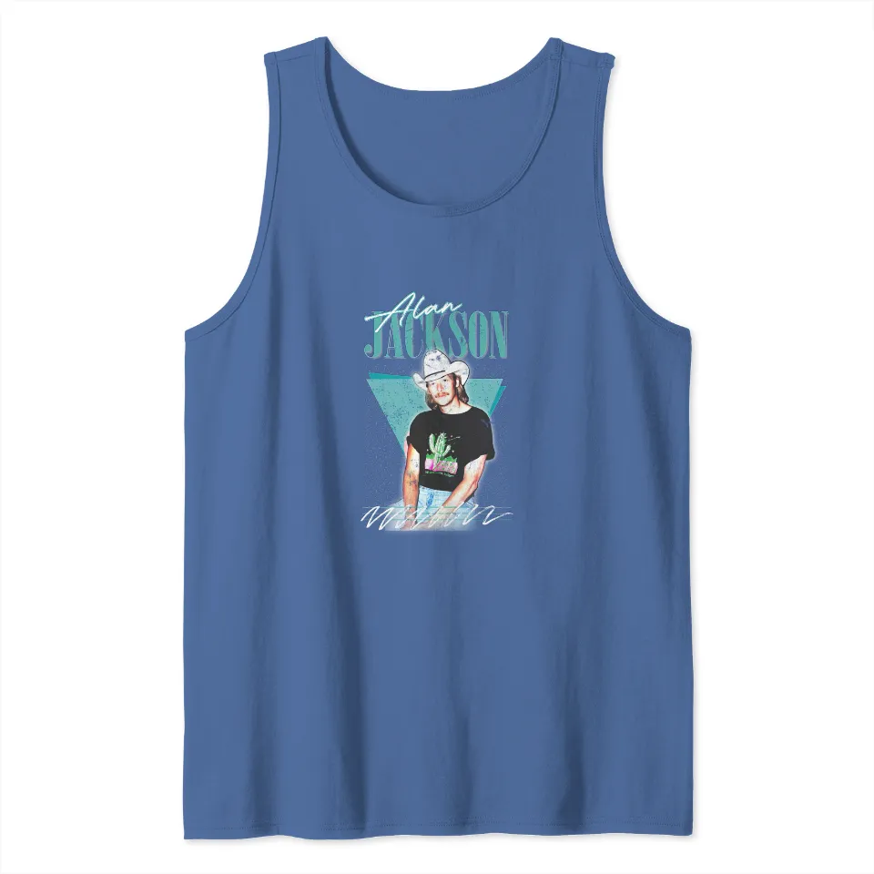 Alan Jackson Vintage Faded-Style Fan Design Tank Top for Men — Mens T Shirts