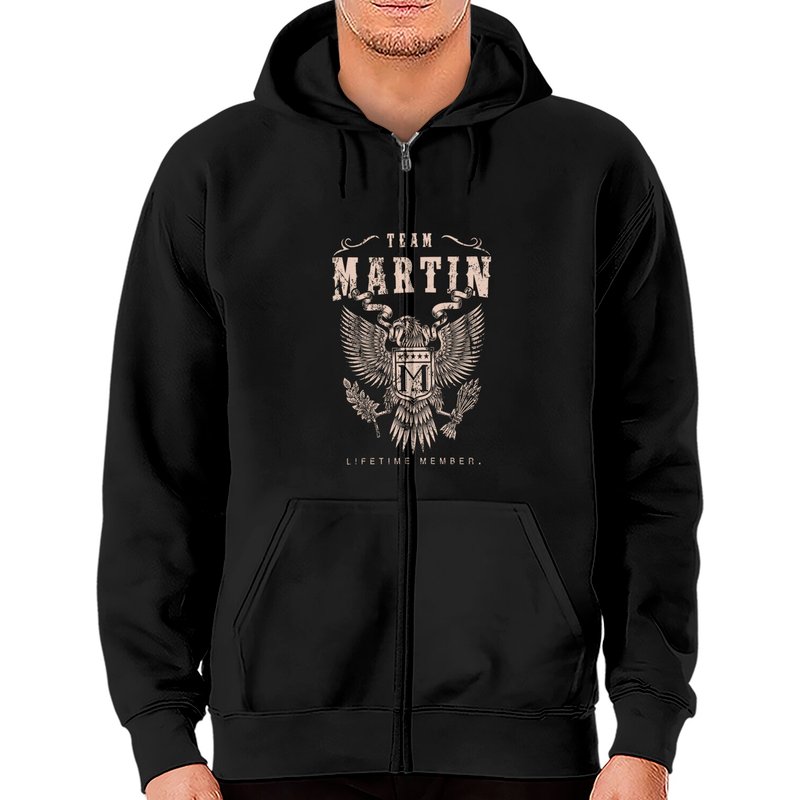 Hoodie zippé Martin Team Martin Membre à Vie — Sweats à capuche pour hommes