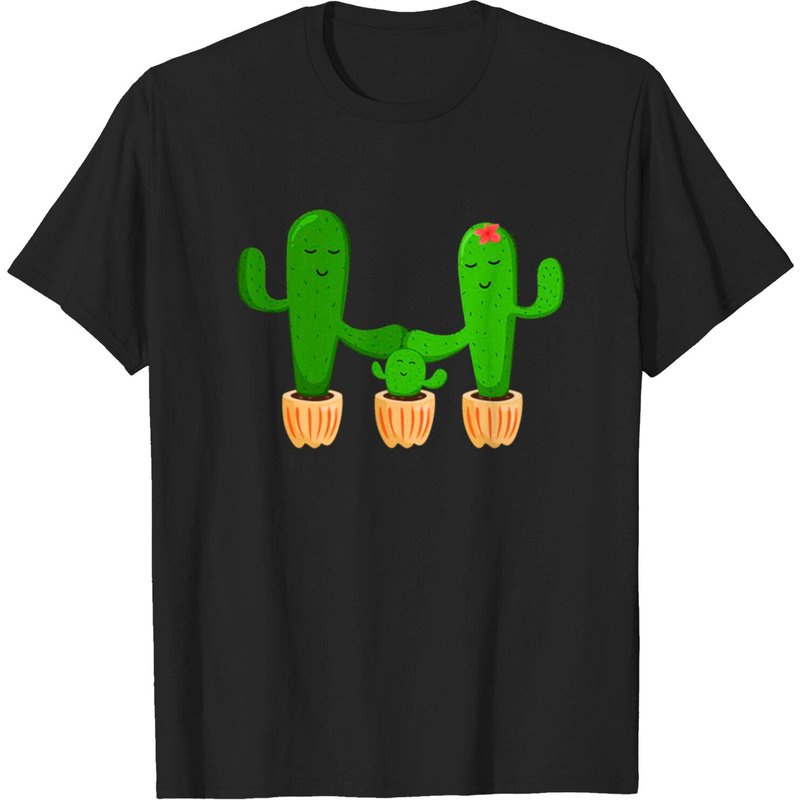 T-shirt Cactus Family pour hommes en noir — T-shirts pour hommes