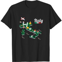 Italy Map Bella Italia Sightseeing Souvenir T-Shirt for Men