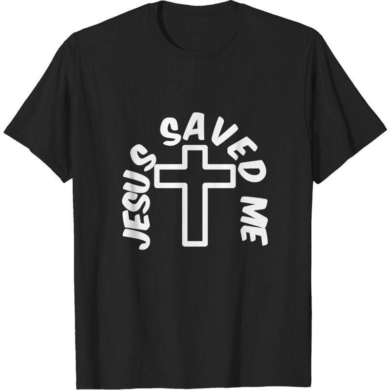 Jesus Saved Me T-Shirt for Men in Black with White Letters — Mens T Shirts