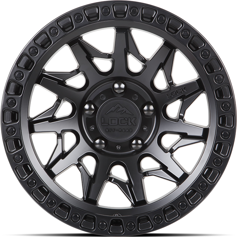 Roues Lock Offroad Lunatic Noir Mat - 17x9 - Motif de boulons 5x127 — Roues et jantes