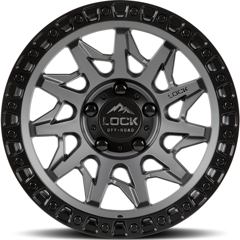 Lock Offroad Lunatic Matte Grey Wheel with Matte Black Ring — Wheels & Rims