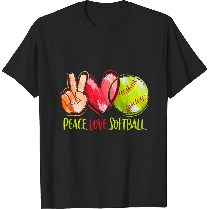 T-shirt pour hommes Peace Love Softball